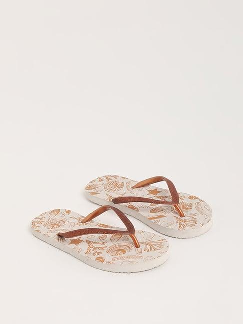 luna blu by westside tan printed flip flop