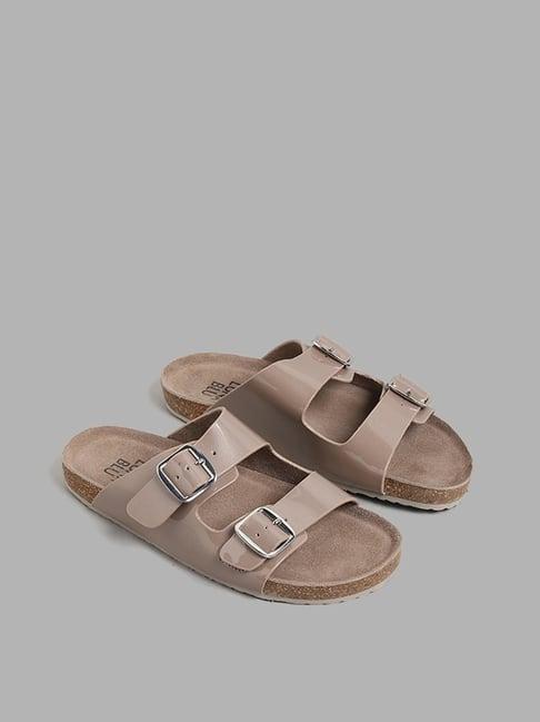 luna blu by westside taupe double band cork sandals