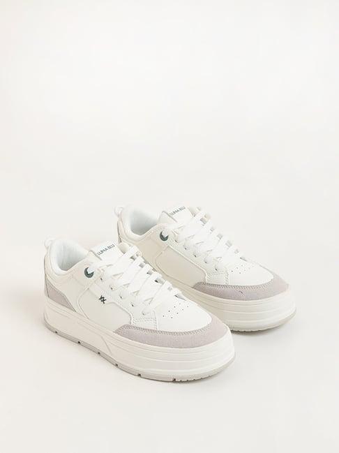 luna blu by westside white lace-up sneakers