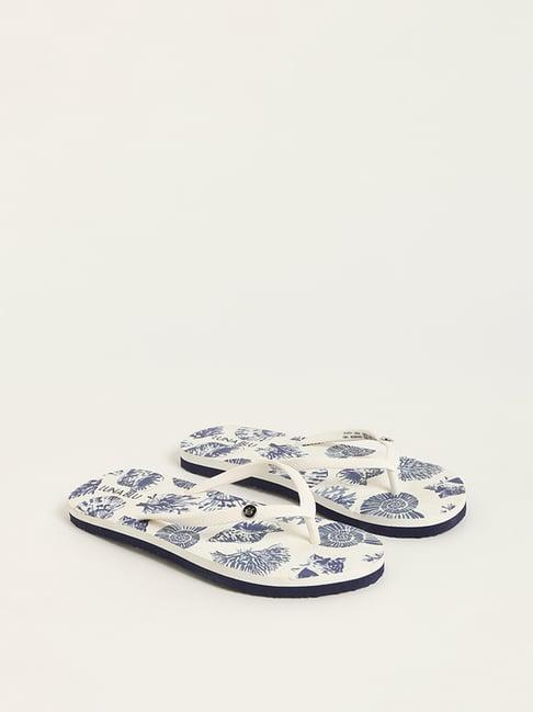 luna blu by westside white seashell design flip-flop