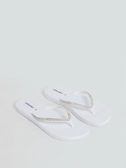 luna blu by westside white studed flip flop