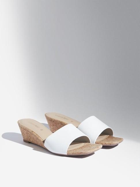 luna blu by westside white wedge sandals