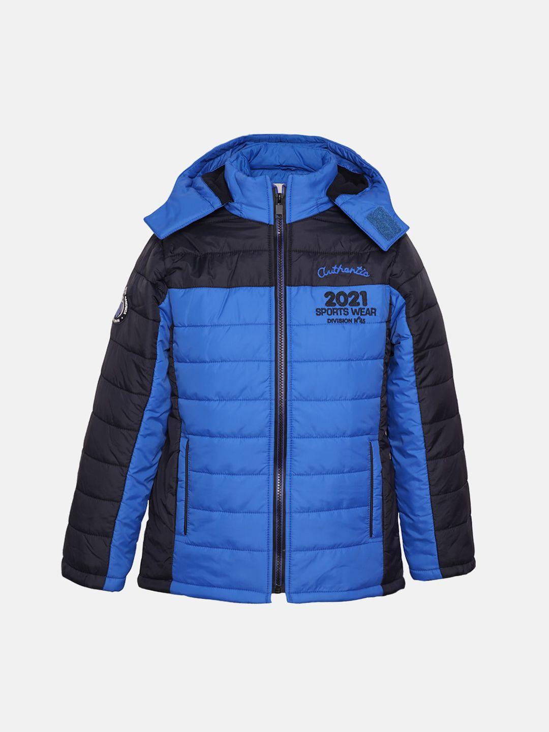 lure junior boys blue colourblocked puffer jacket