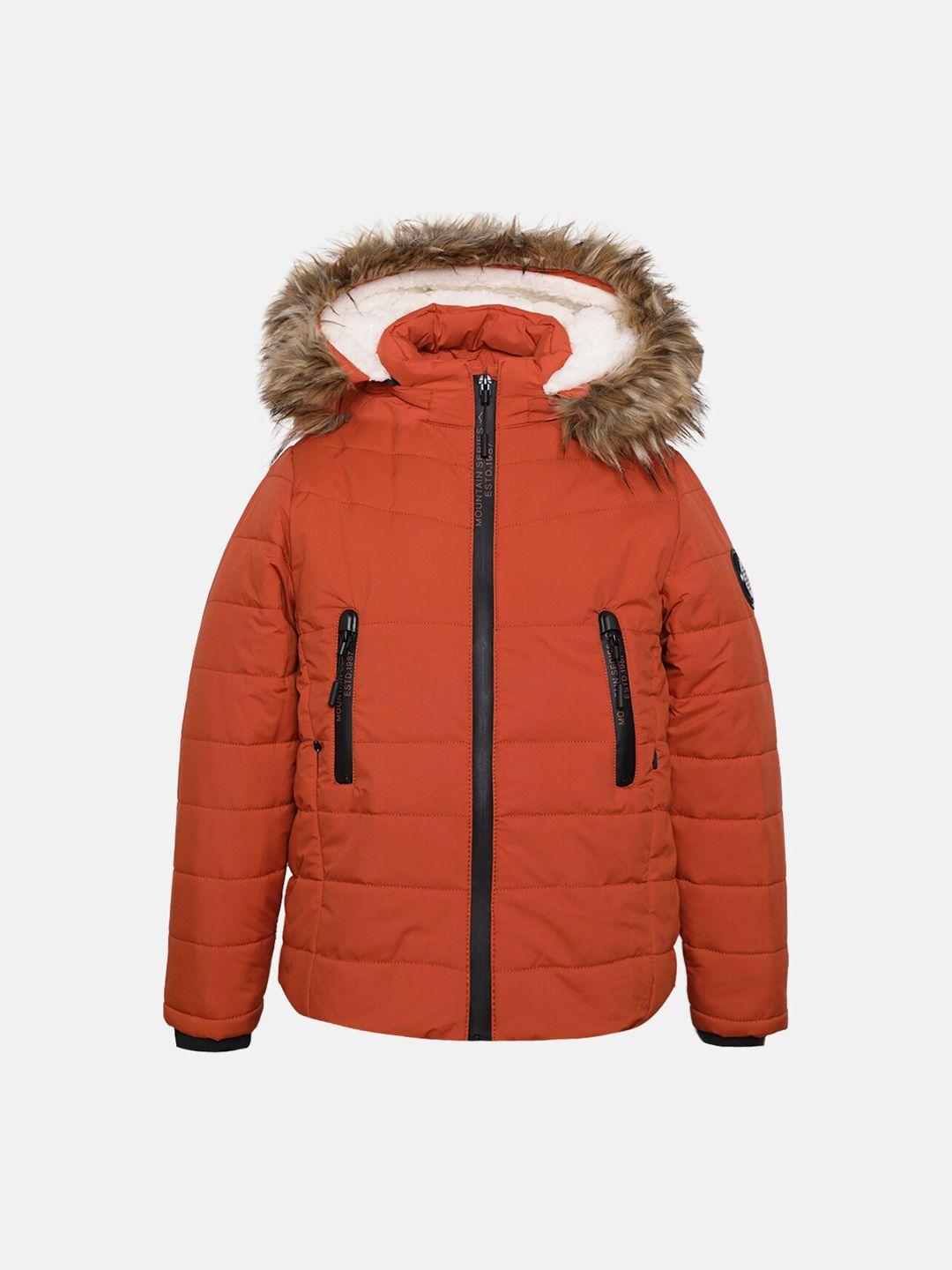 lure junior boys rust outdoor hooded puffer jacket