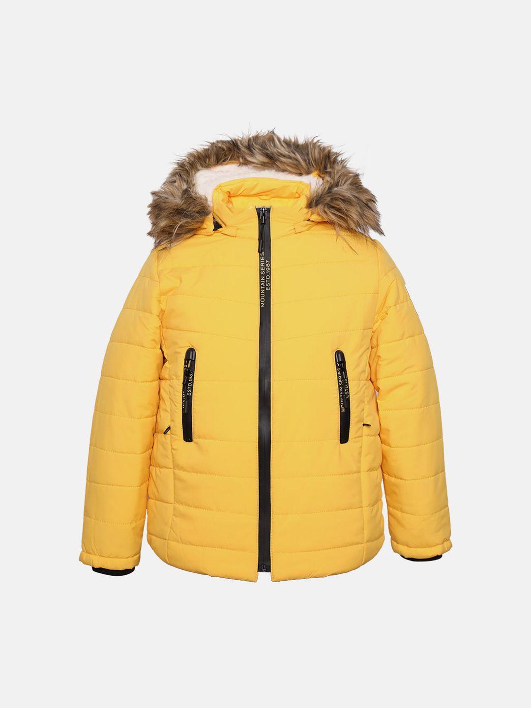 lure junior boys yellow hooded parka jacket