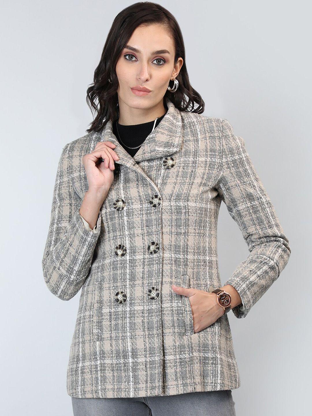 lure urban checked double-breasted wool overcoat