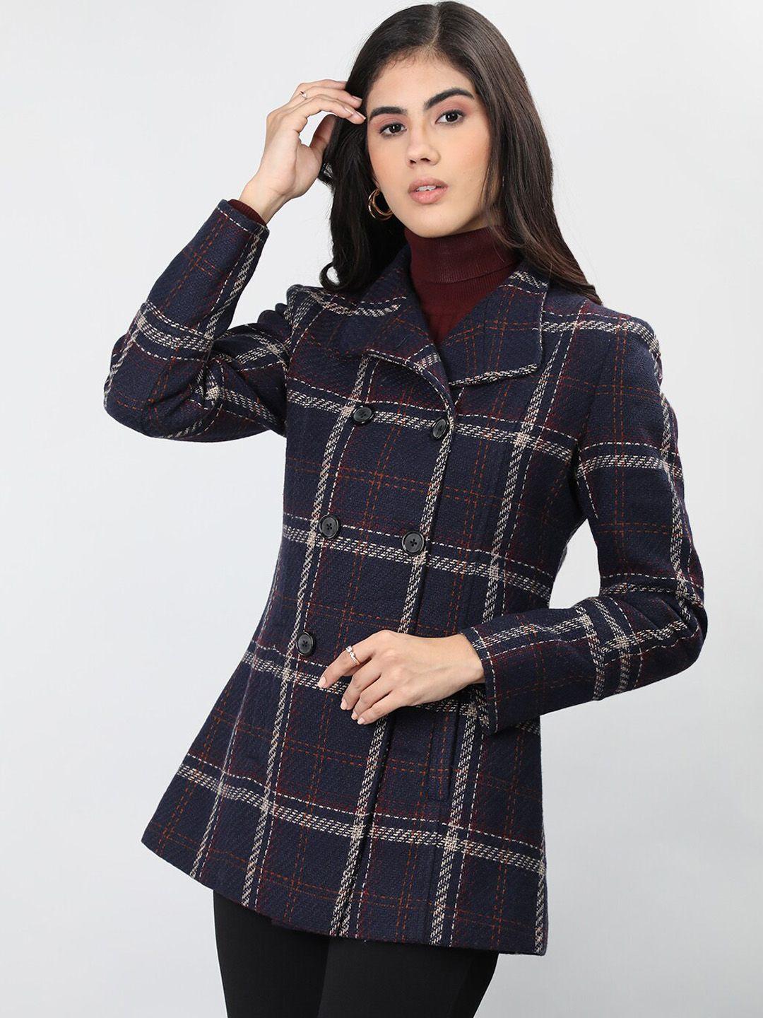 lure urban checked spread collar woollen overcoat