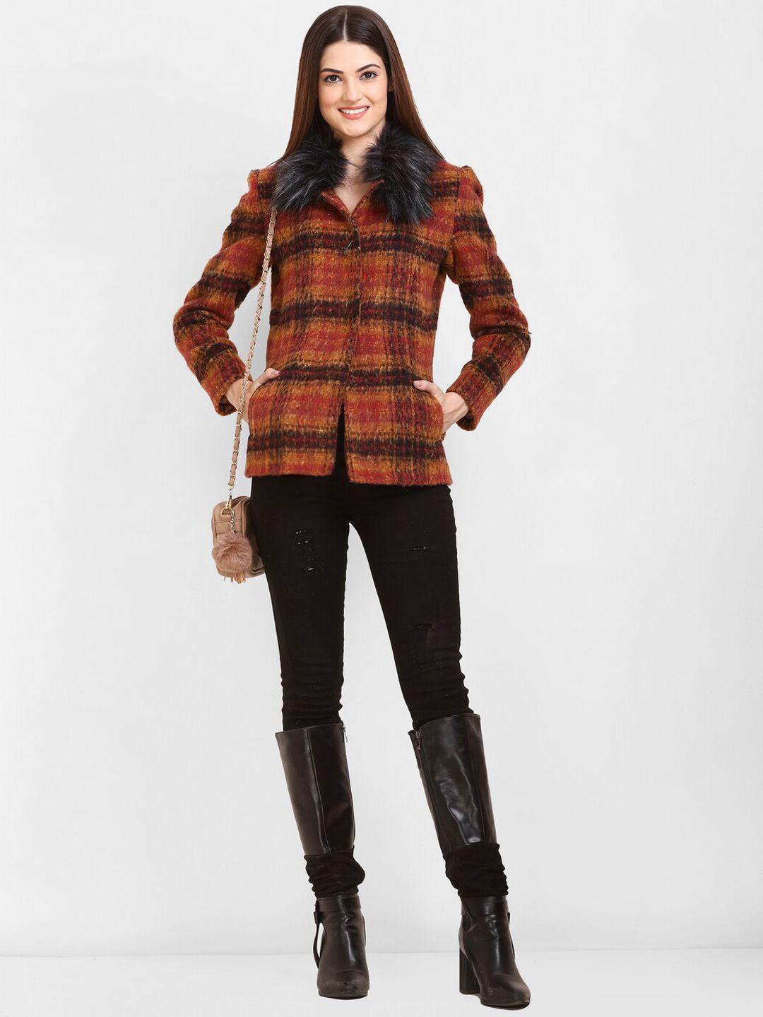 lure urban checked woolen overcoat