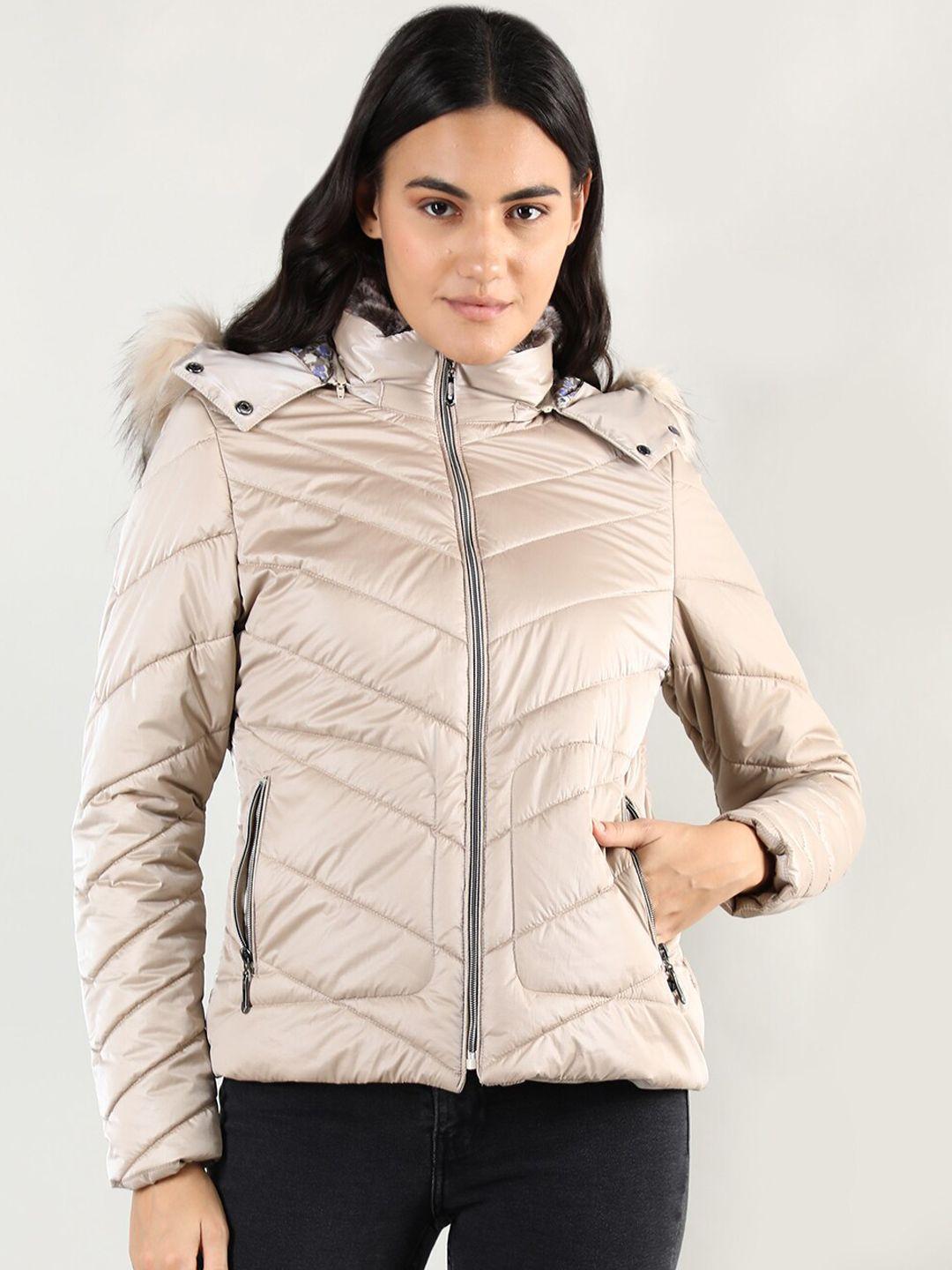 lure urban hooded faux fur trim puffer jacket