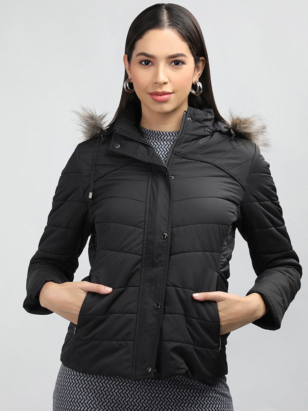 lure urban hooded faux fur trim puffer jacket