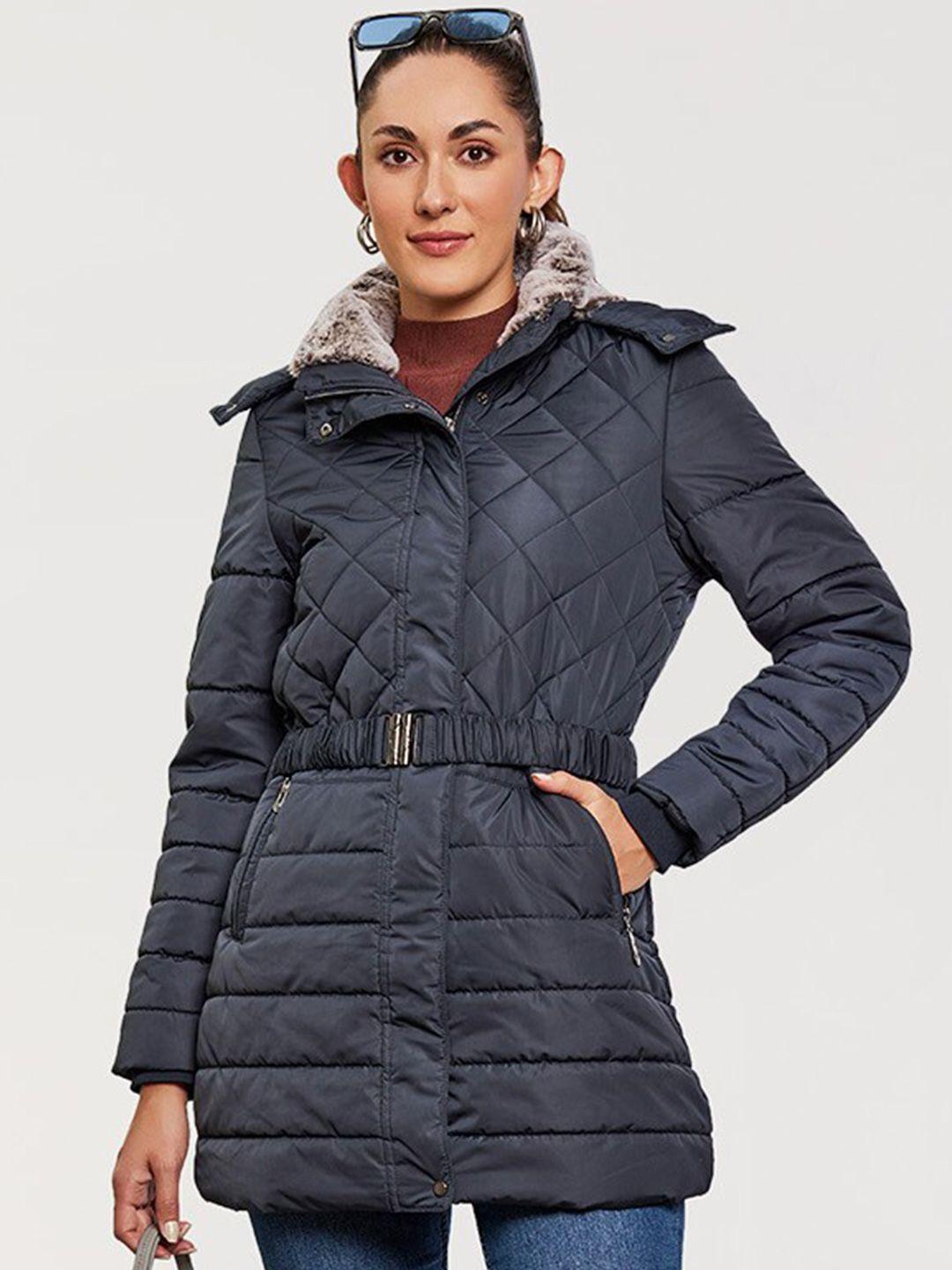 lure urban hooded puffer jacket with belt