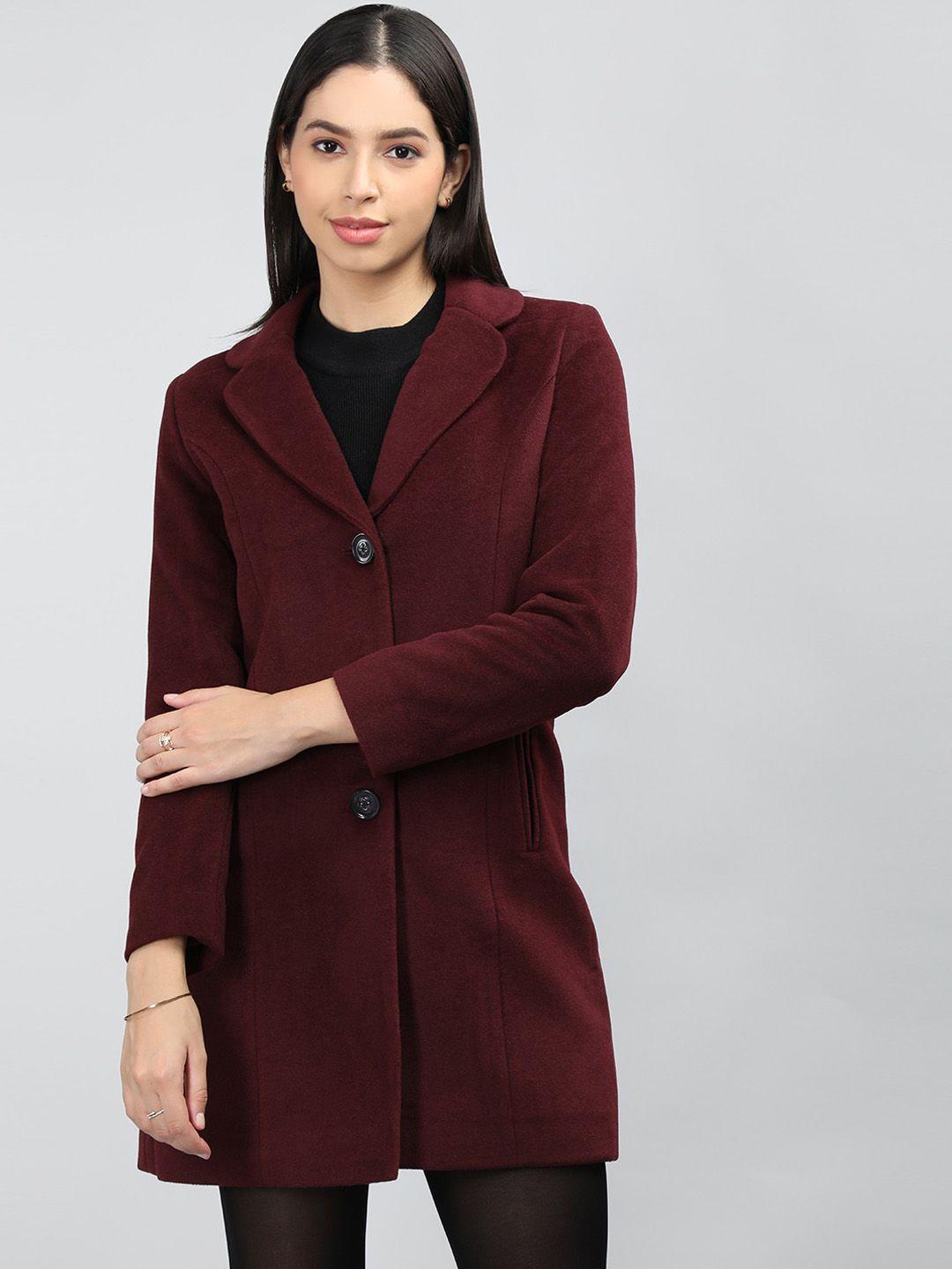 lure urban notch lapel collar regular fit woolen single-breasted overcoat