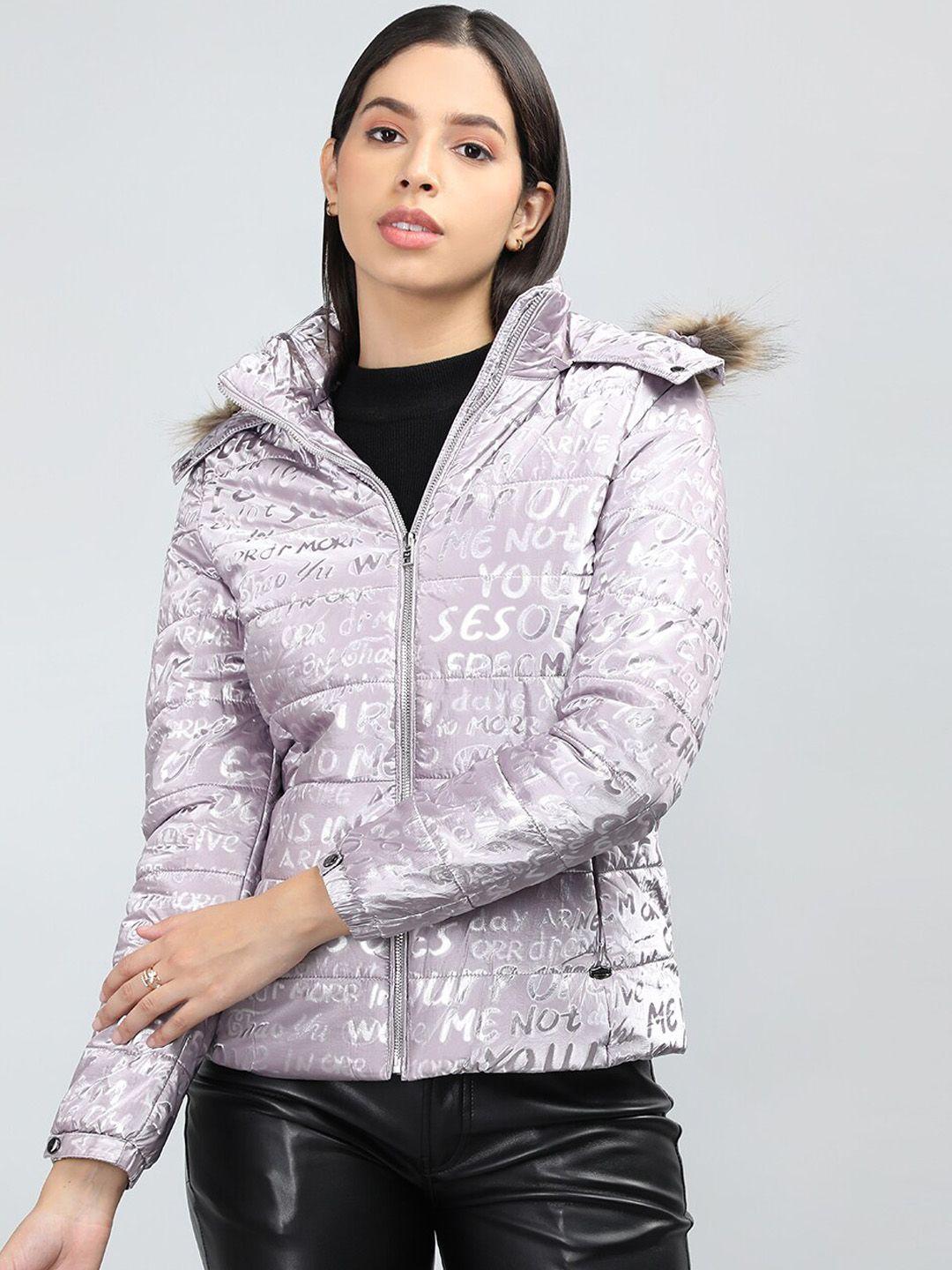 lure urban typography printed hooded parka jacket