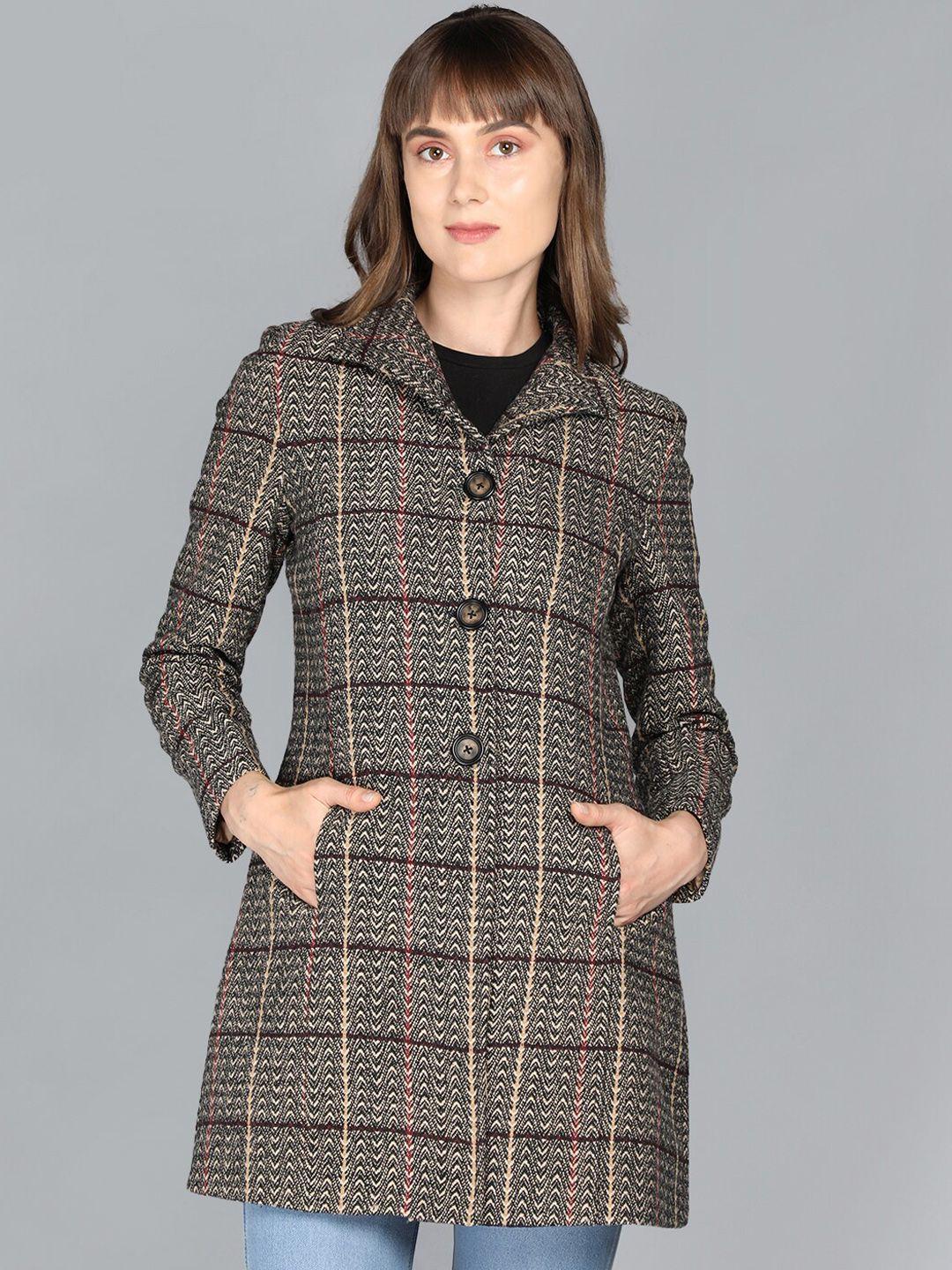 lure urban women brown checked overcoats