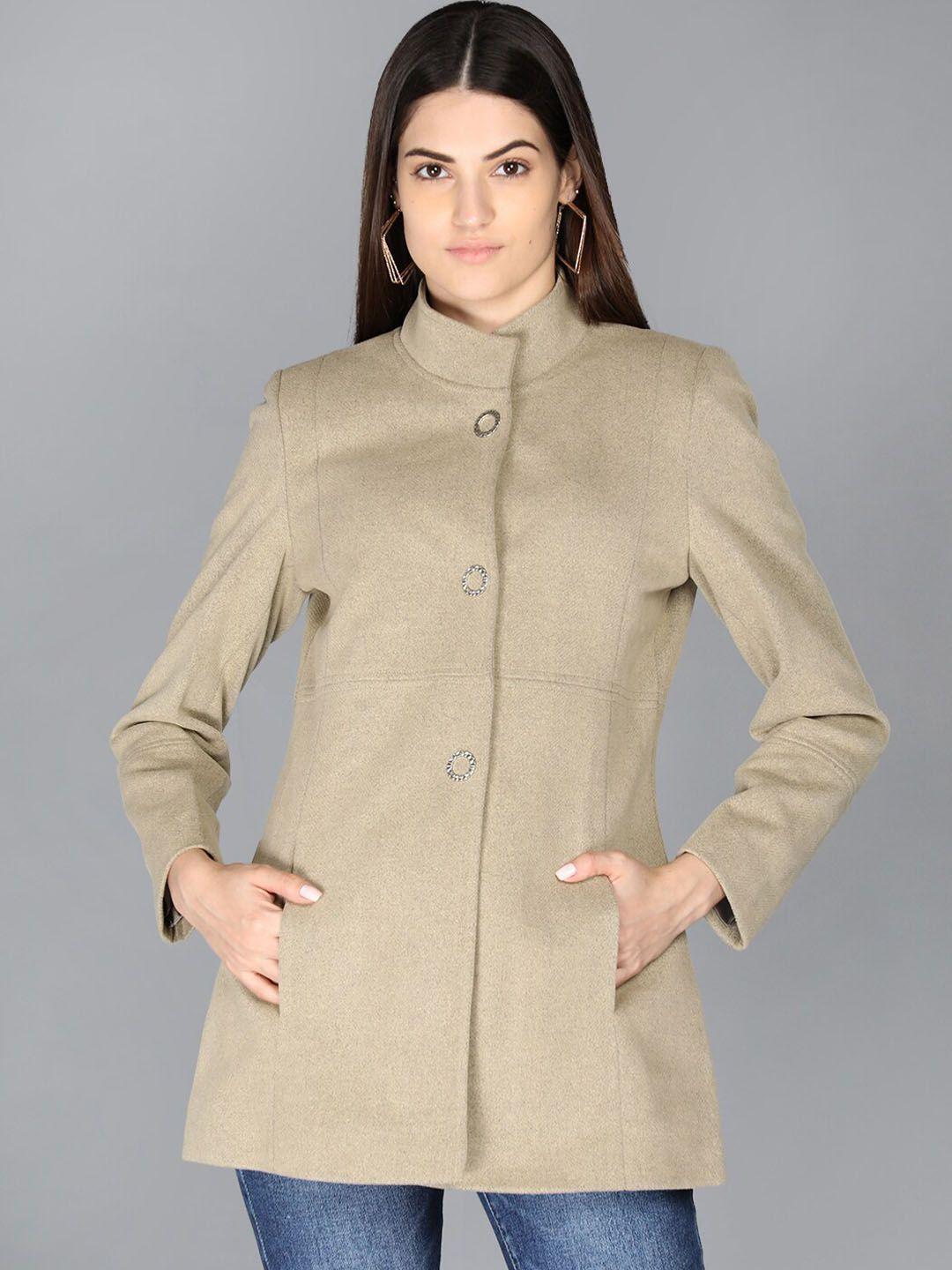 lure urban women khaki solid coat