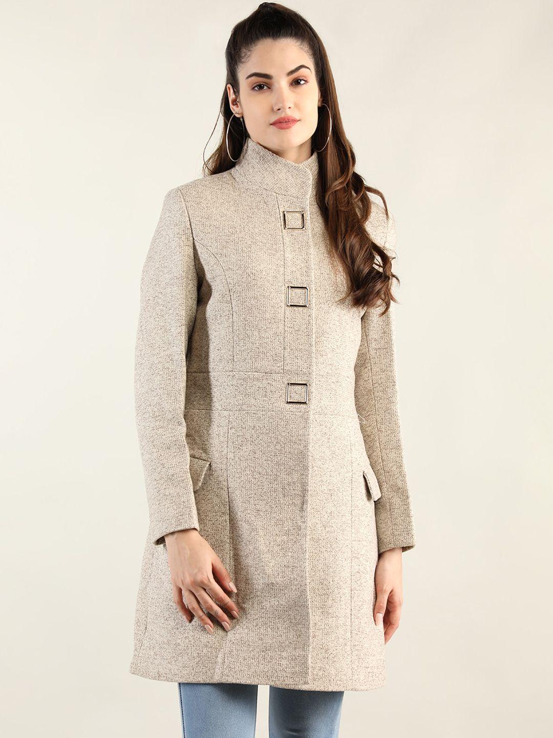 lure urban women off white solid winter trench coats