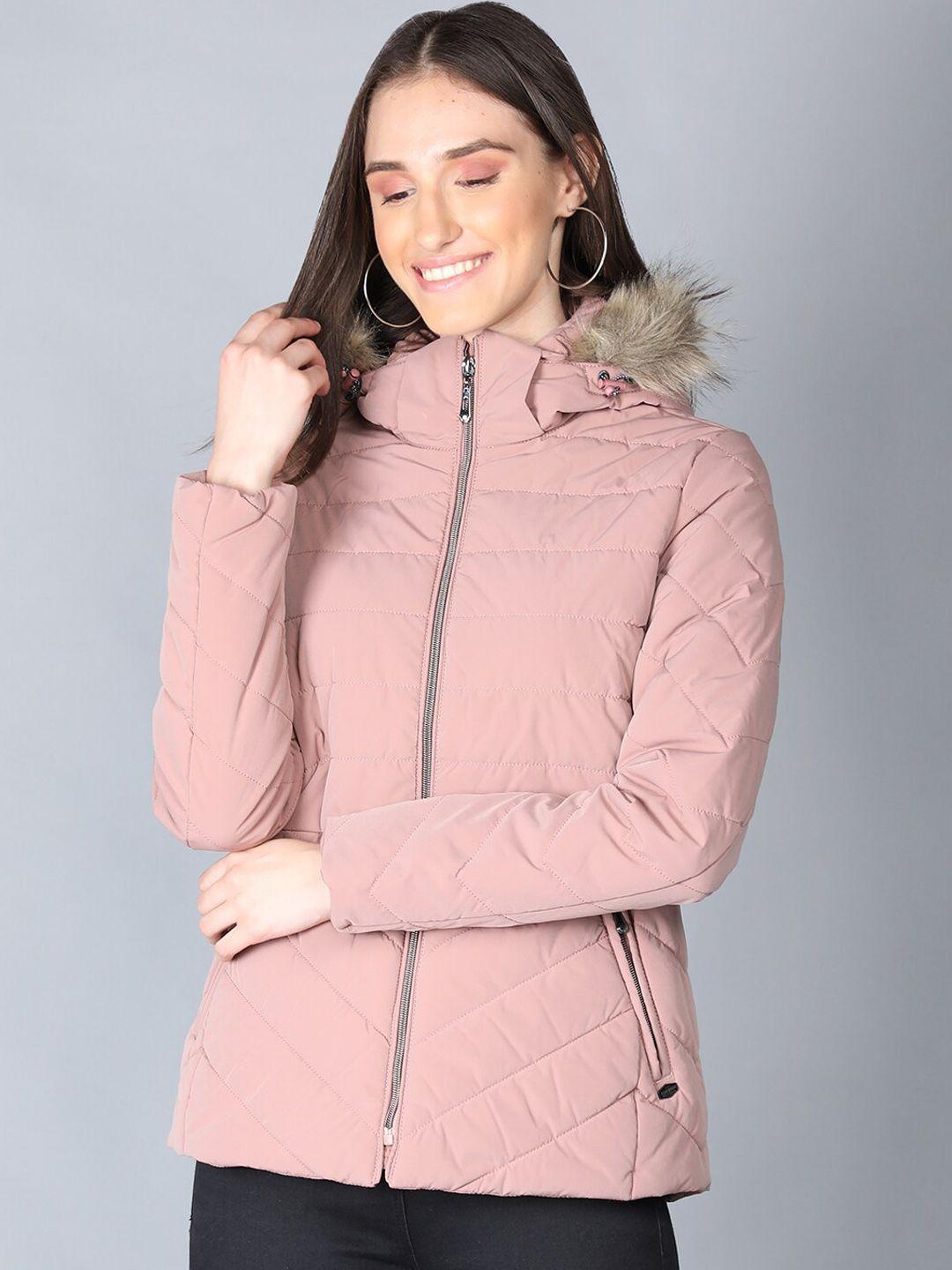 lure urban women pink colourblocked  parka jacket
