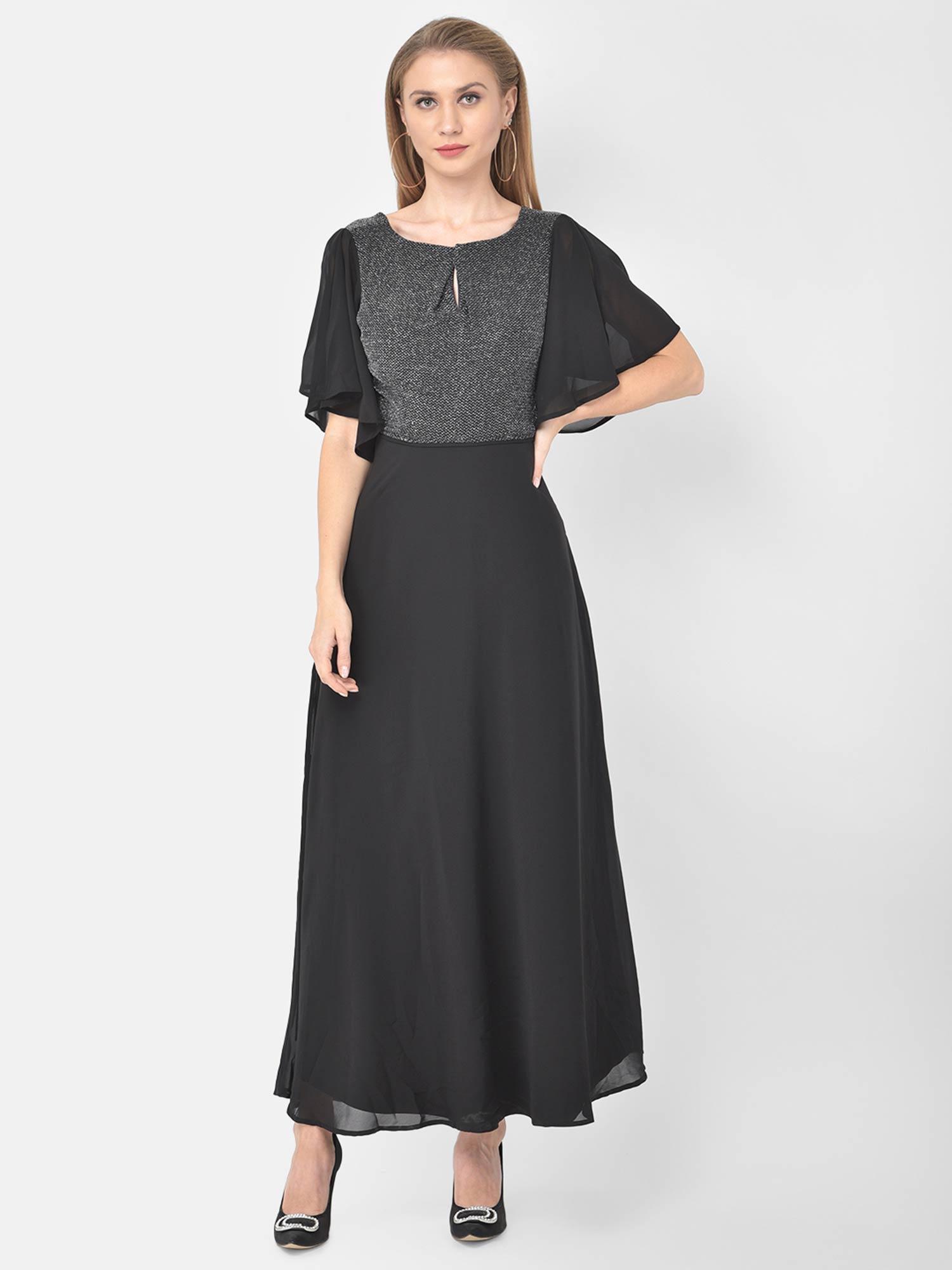 lurex half sleeve maxi dress