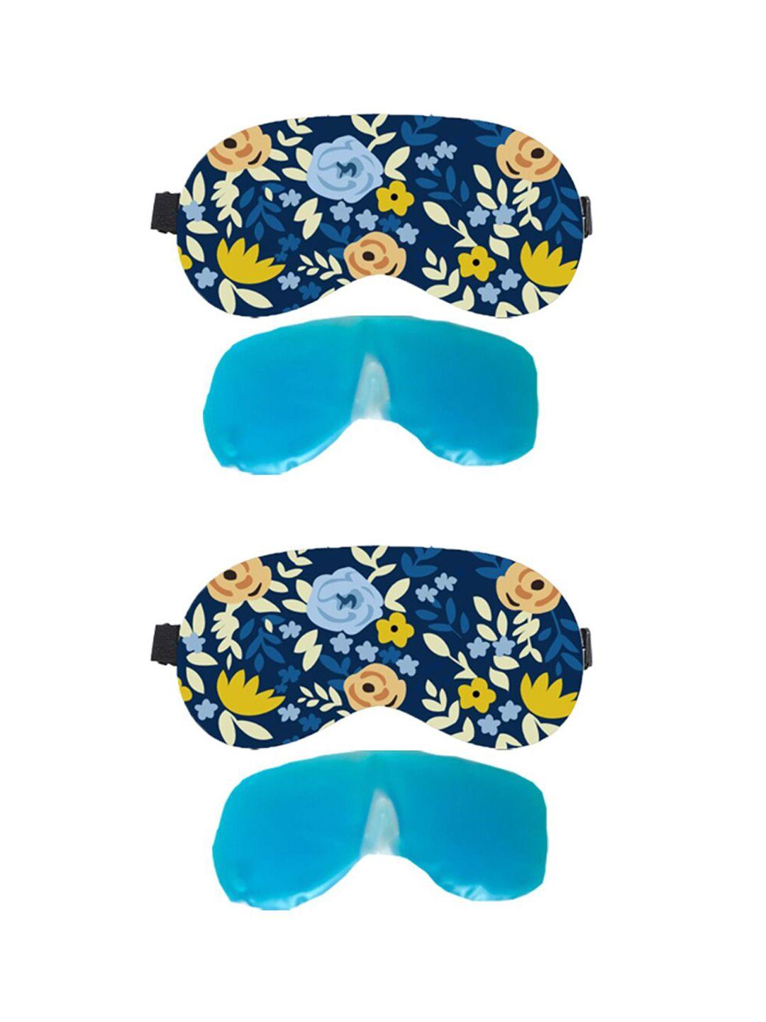 lushomes pack of 2  blue colour printed eye mask with 2 gel tube