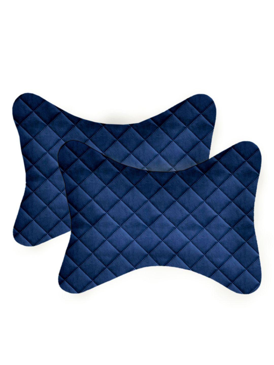 lushomes pack of 2 blue textured travel car neck rest pillow