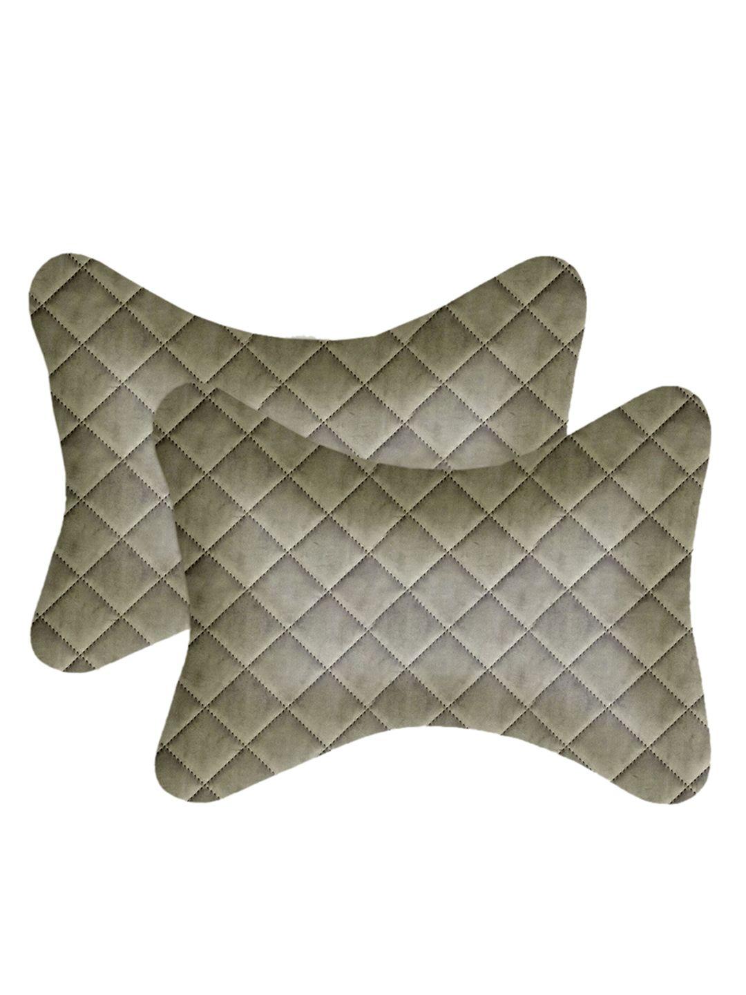 lushomes pack of 2 grey checked neck rest pillow