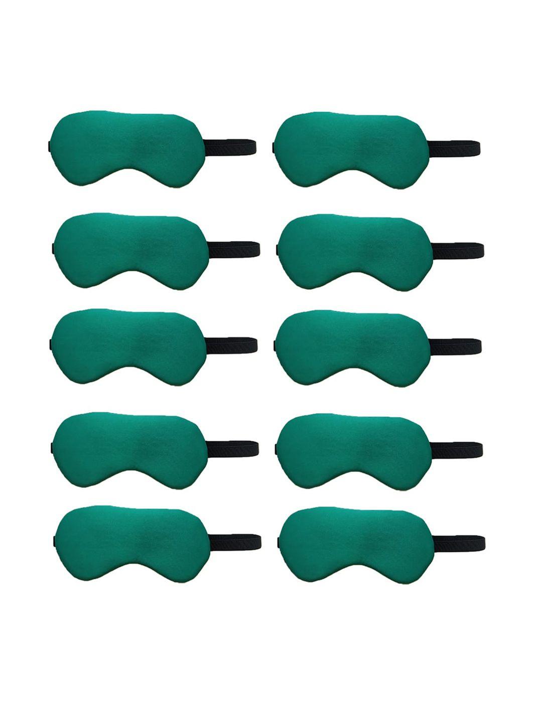 lushomes set of 10 green solid elasticated eye mask