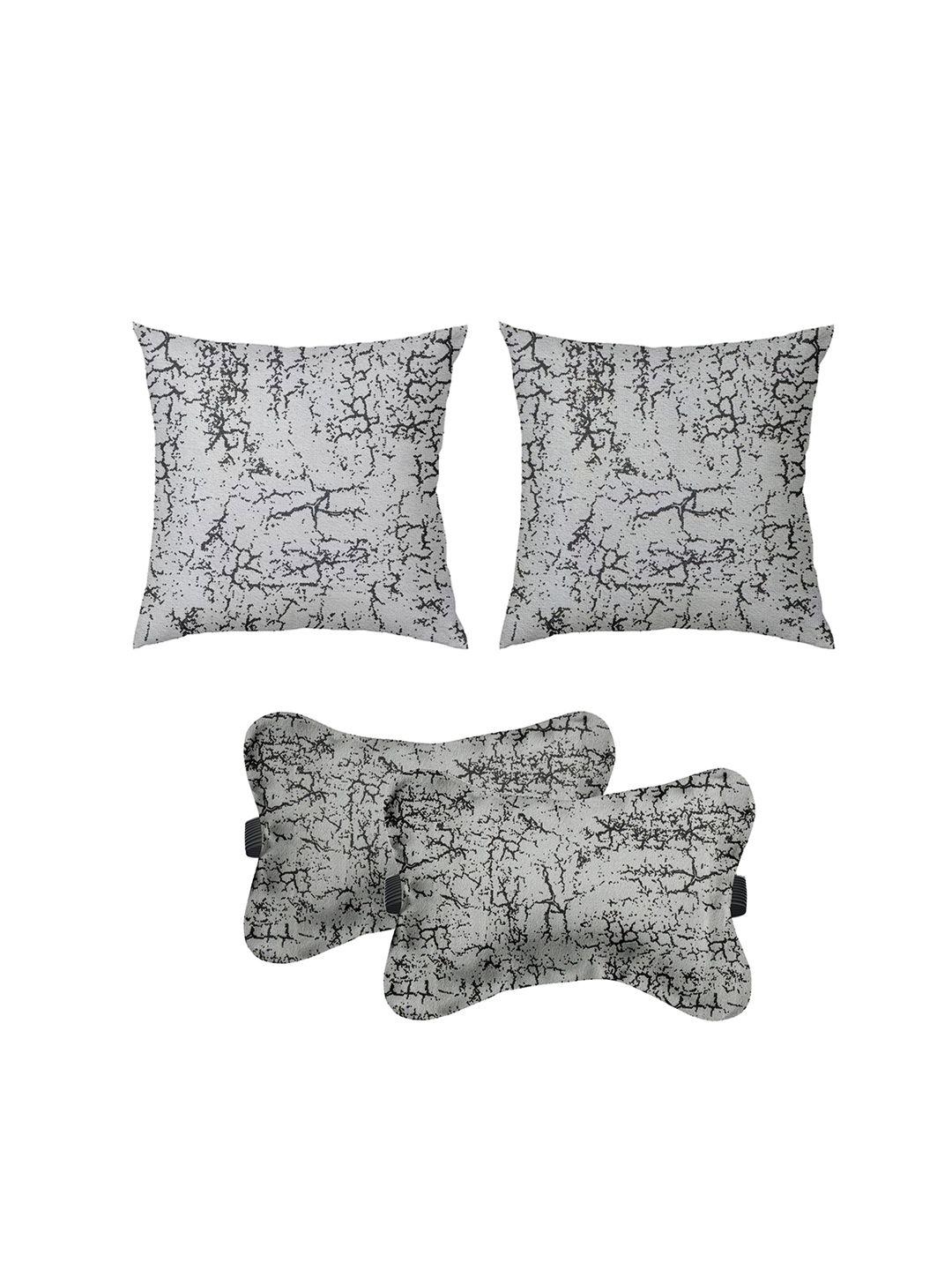 lushomes set of 2 printed velvet neck cushions & set of 2 back and seat rest