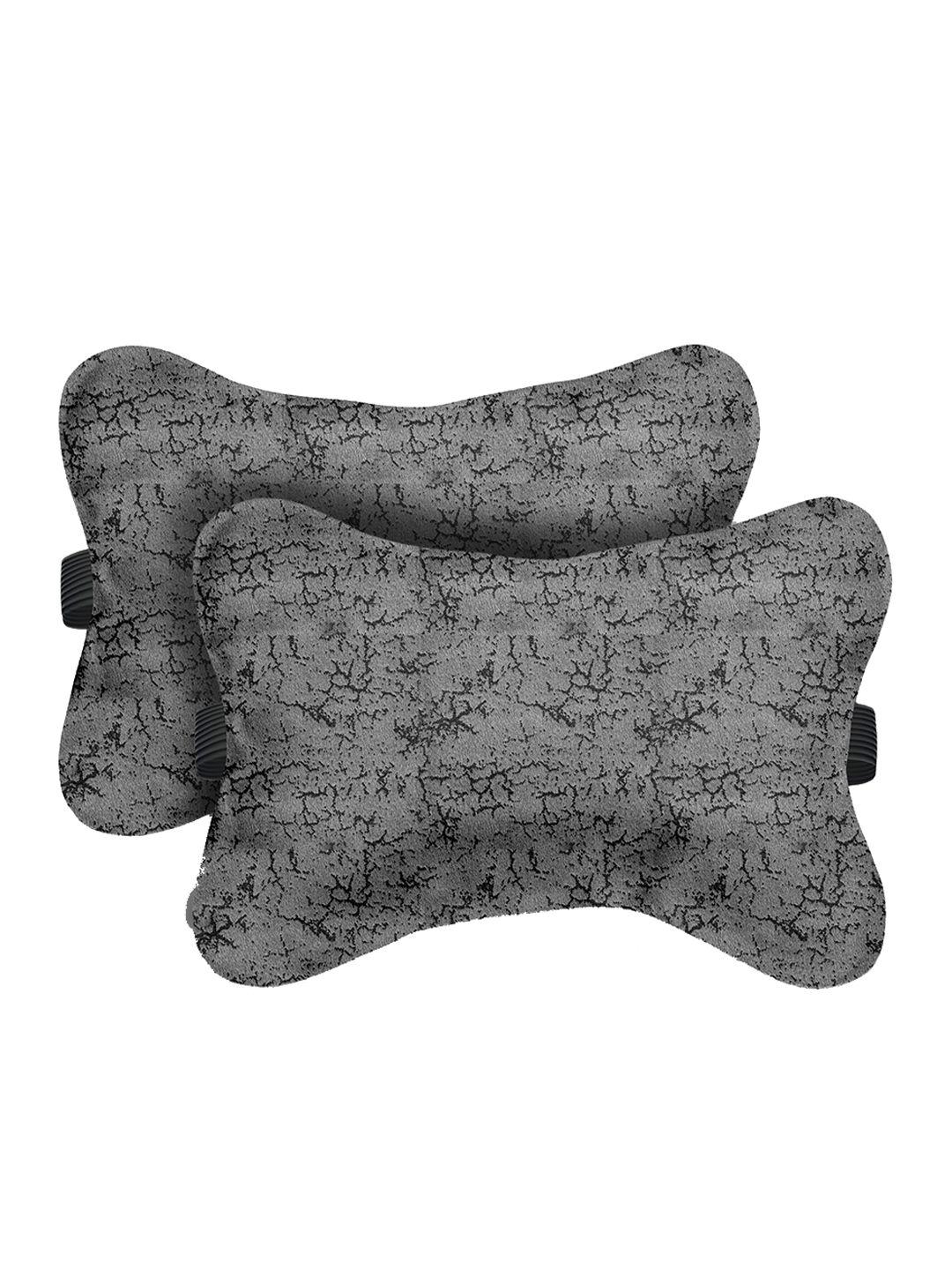 lushomes set of 2 self-design velvet neck rest pillows