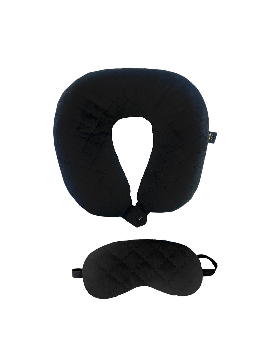 lushomes unisex black neck pillow and eye mask travel accessory
