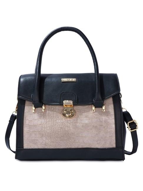 luvoksi black & beige animal effect large satchel h&bag