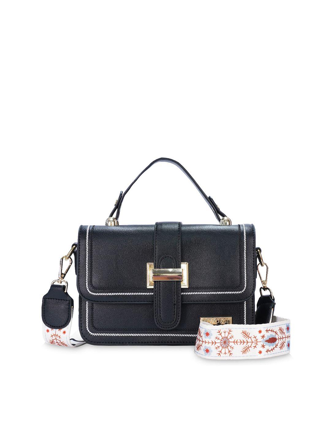 luvoksi black pu structured satchel with detachable strap