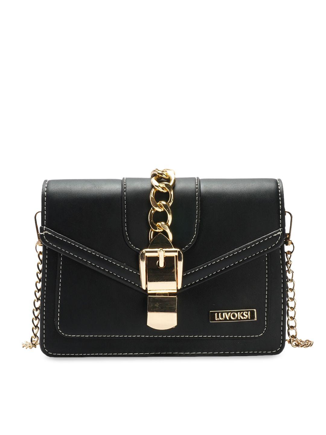 luvoksi black pu structured sling bag