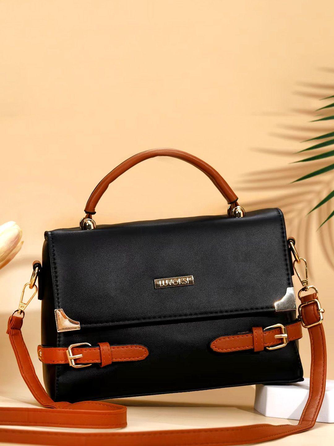 luvoksi black pu structured sling bag