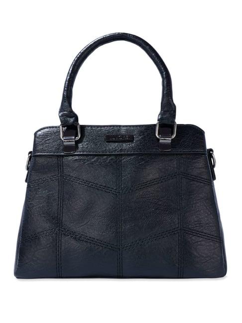 luvoksi black textured large satchel handbag