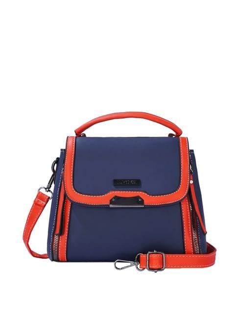 luvoksi blue & red solid medium handbag