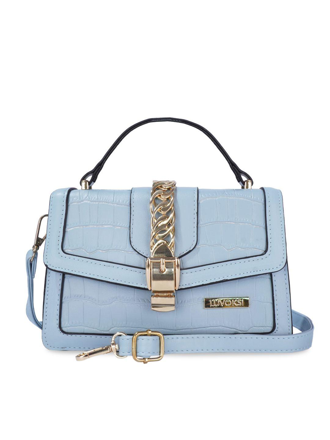 luvoksi blue textured structured satchel