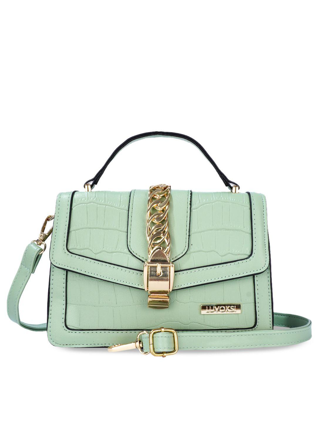luvoksi green textured structured satchel