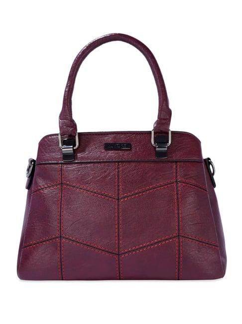 luvoksi maroon textured large satchel handbag