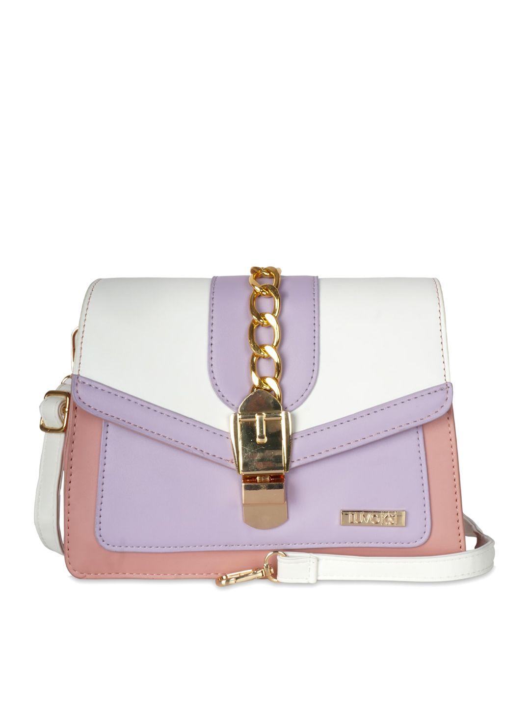 luvoksi multicoloured colourblocked pu structured sling bag