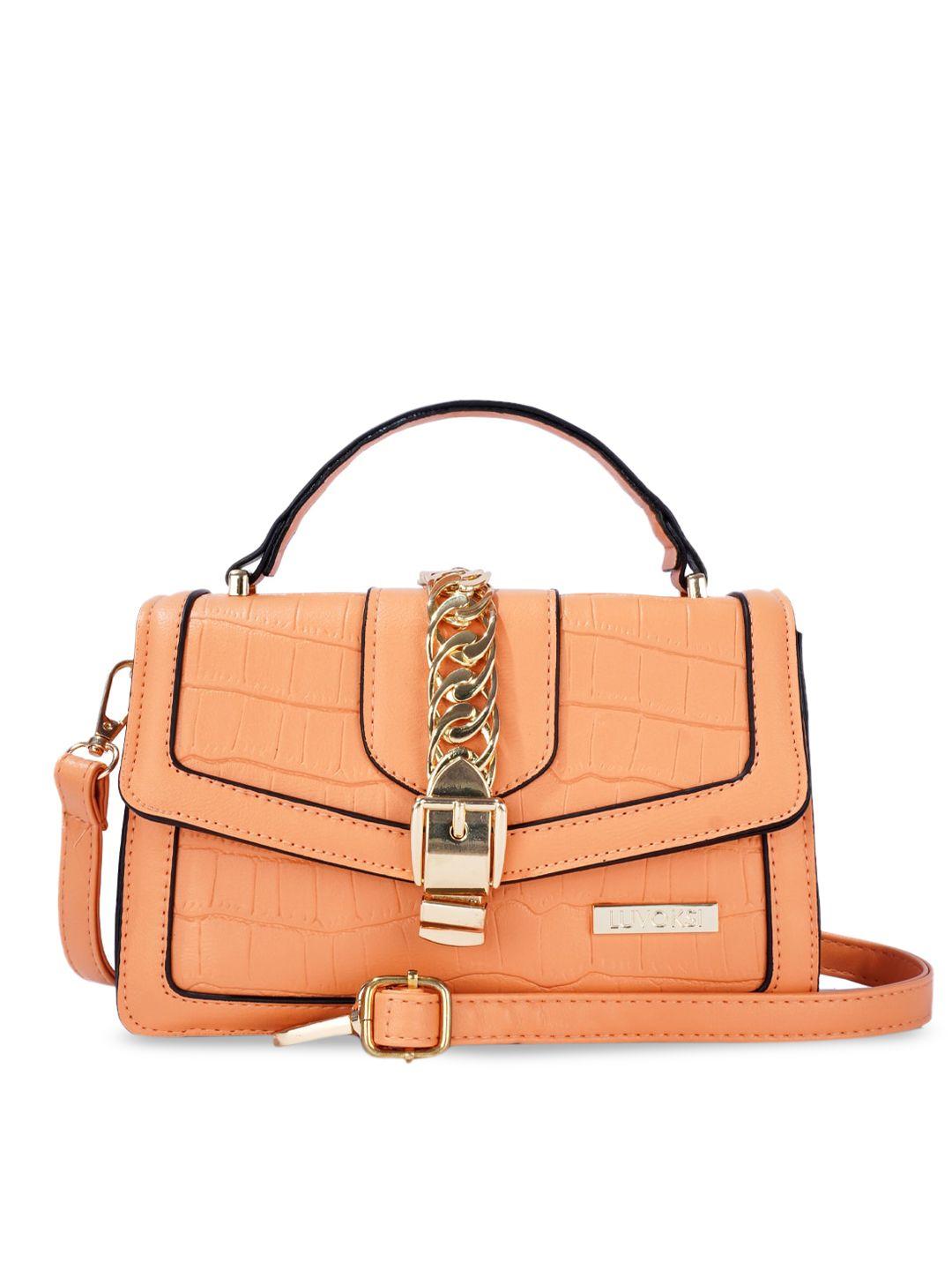 luvoksi orange textured structured satchel