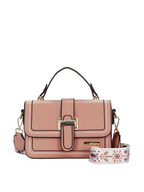 luvoksi pink textured medium satchel handbag