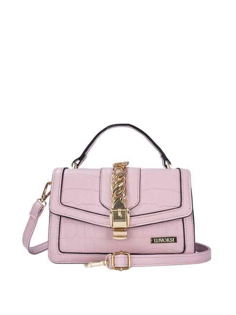 luvoksi pink textured medium satchel handbag