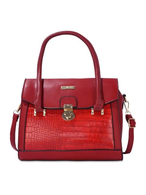 luvoksi red animal effect large satchel handbag