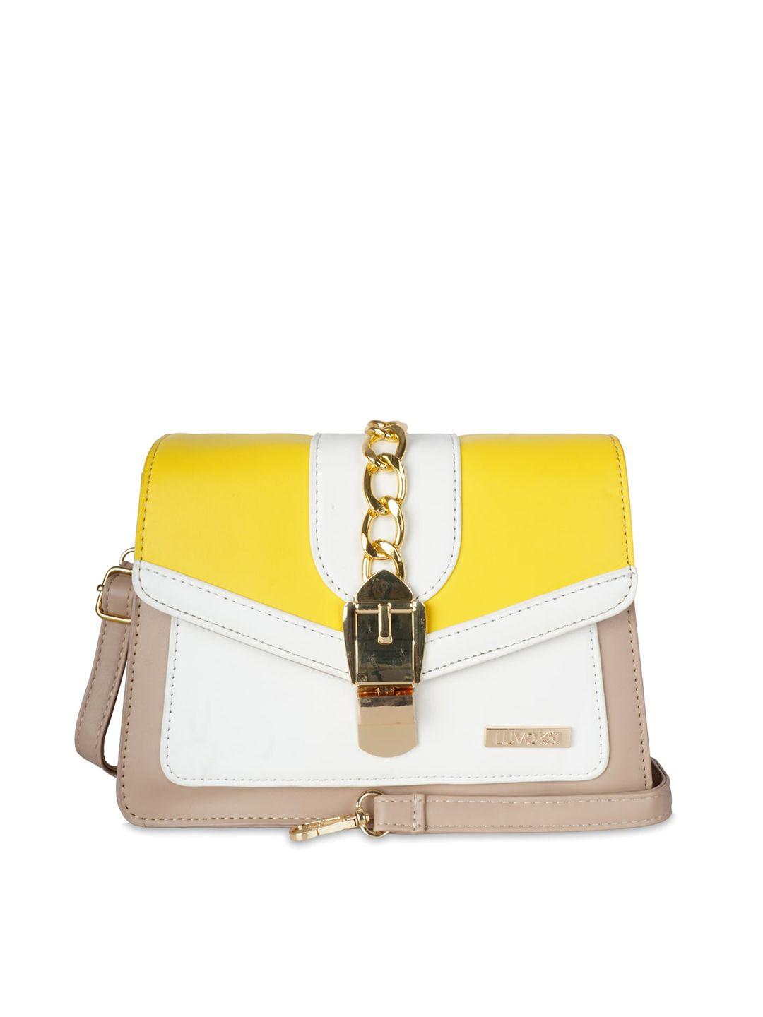 luvoksi white colourblocked pu structured satchel