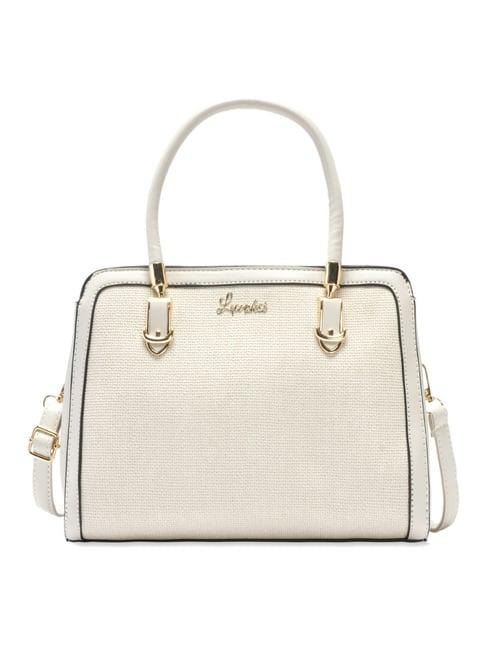 luvoksi white textured large satchel handbag