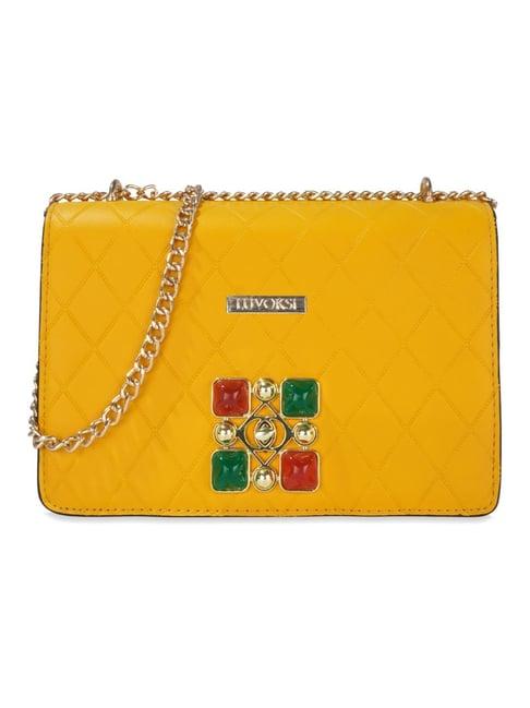 luvoksi yellow quilted medium sling bag