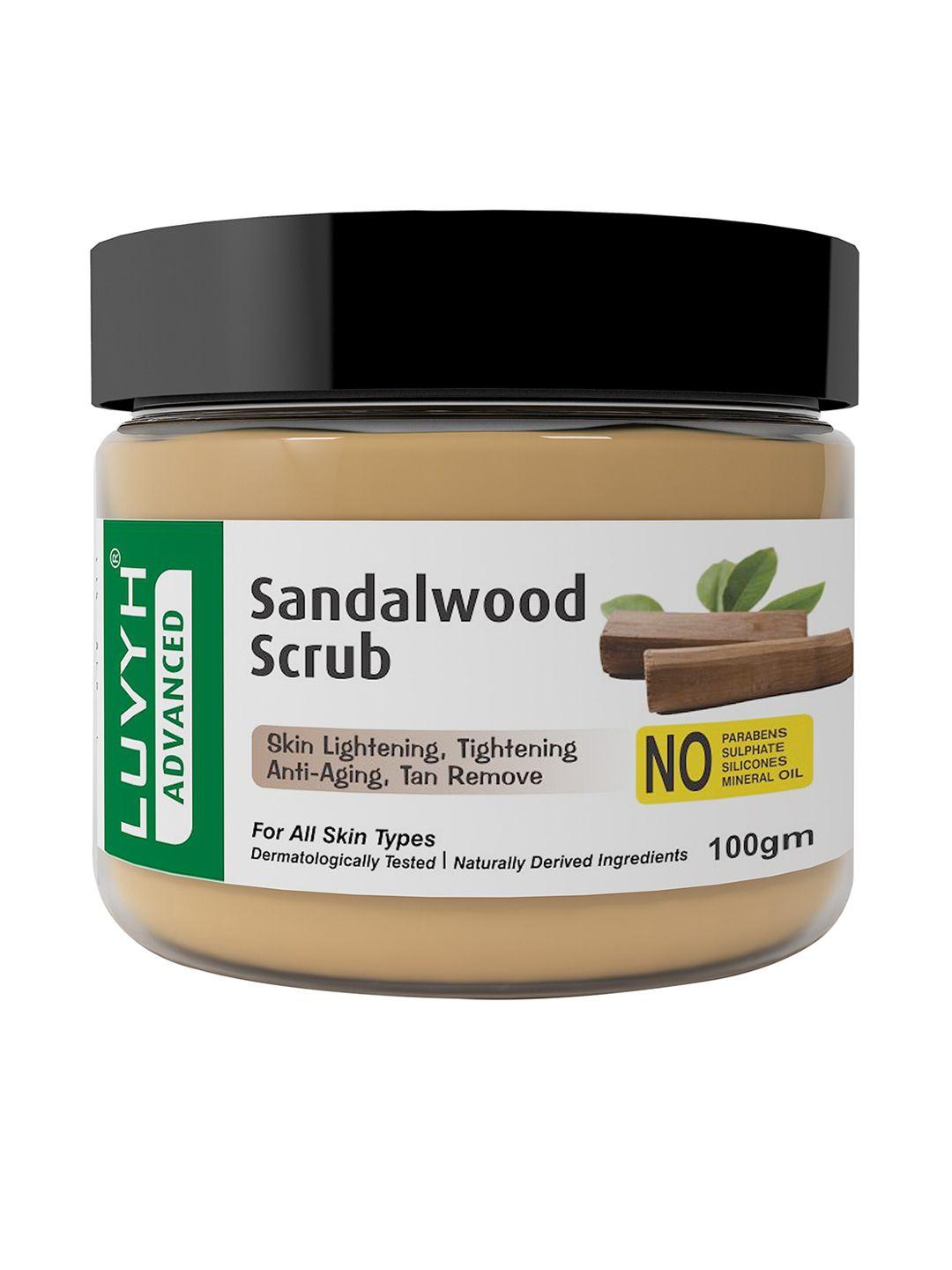 luvyh advanced sandalwood scrub for anti-aging & tan removal - 100 g