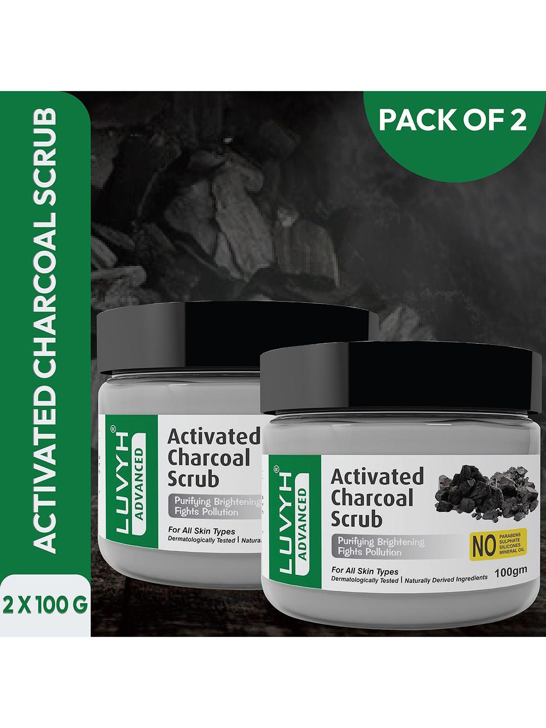 luvyh advanced set of 2 activated charcoal scrub for all skin types - 100 g each