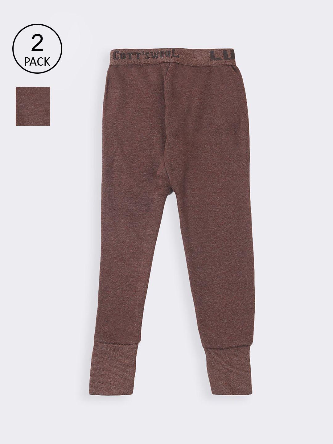 lux cottswool brown solid cotton thermal bottoms