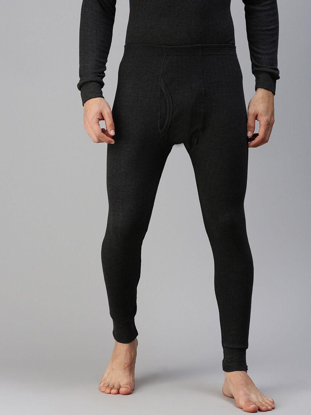 lux cottswool men black solid thermal bottoms